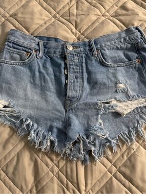 We The Free Light Blue Distressed Denim Jean Shorts